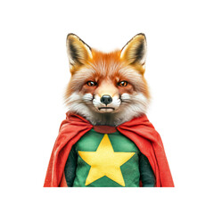 Super Fox A Portrait of a Courageous Red Fox in Superhero Costume