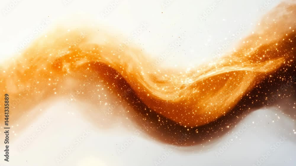 Poster golden light swirls cosmic vibes. golden swirls merge with soft hues, creating an ethereal atmospher