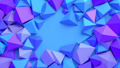 Obraz premium Dynamic geometric shapes in vibrant blue and purple colors abstract background creative design digital art