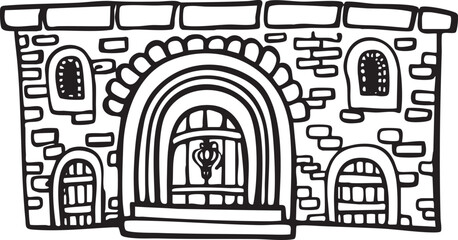 A stylized stone archway leads to a welcoming entrance.