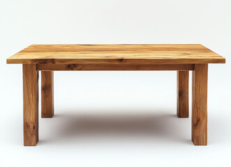 Realistic Oak Wood Table Isolated on White Background for Interior Design and Furniture Concepts