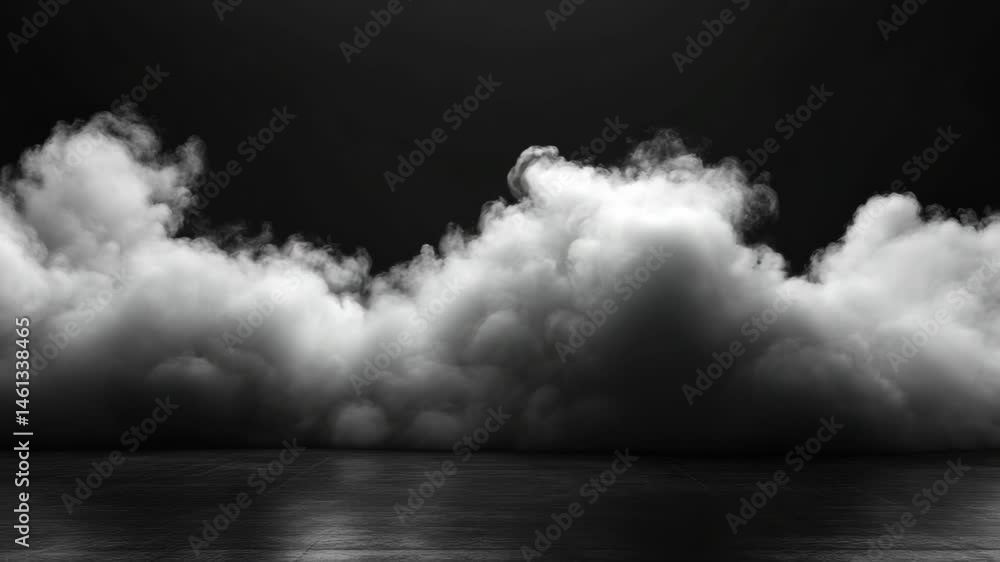 Poster clouds over calm water. thick, dark clouds roll over a calm, reflective surface, creating a moody at
