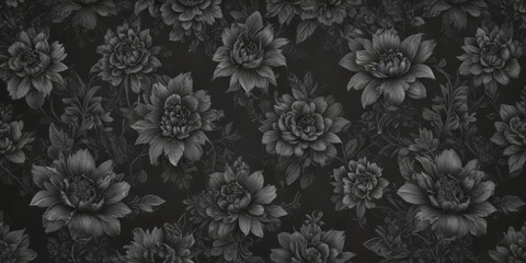 Fototapeta premium Intricate charcoal floral wallpaper, seamless pattern, pattern, art, bloom