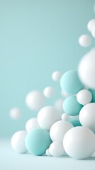 Abstract 3D Render of Pastel Blue and White Spheres