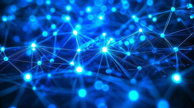 Abstract Blue Network Connection Dots Lines Technology Background for Digital Designs