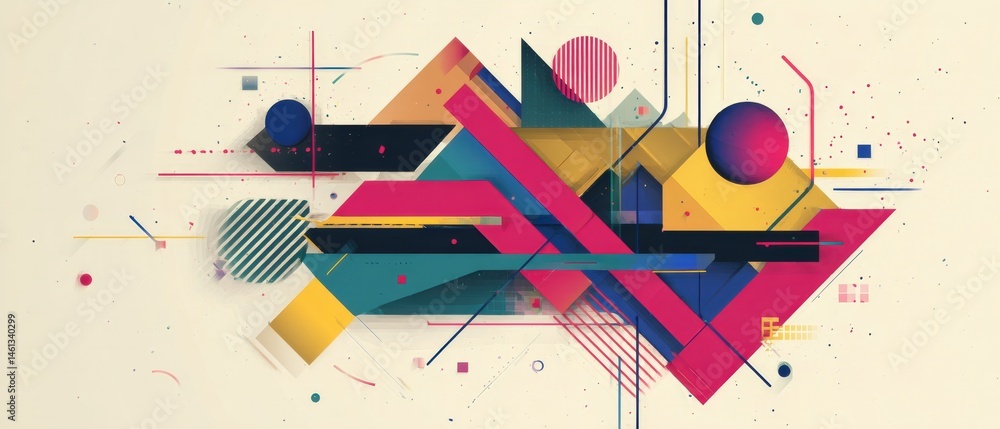 Poster modern abstract geometric background with vibrant colors and dynamic shapes, creating a contemporary