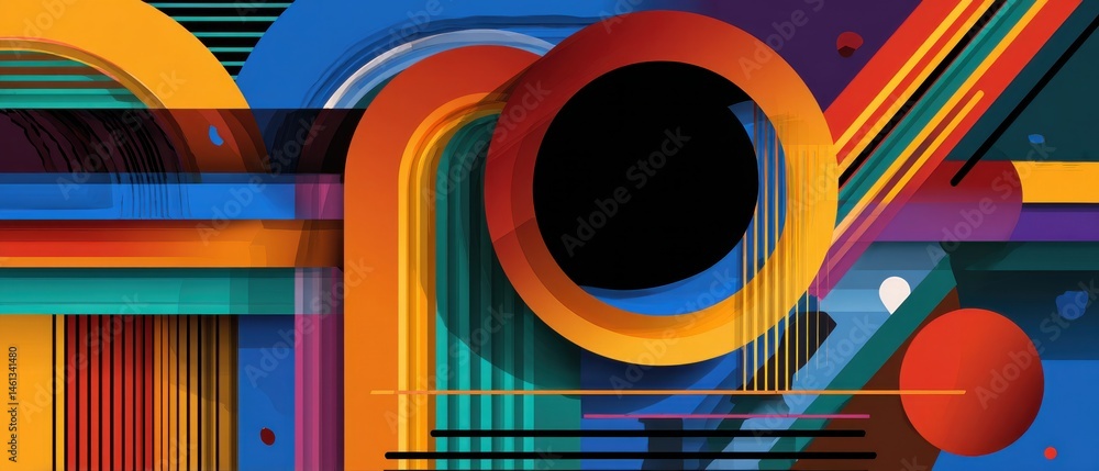 Poster vibrant abstract geometric background with bold shapes and bright colors, creating a modern and dyna