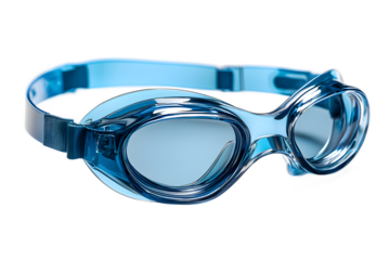 Aquatic swimming goggles with adjustable strap on cut out background, crystal clear photography for safety information and training guides