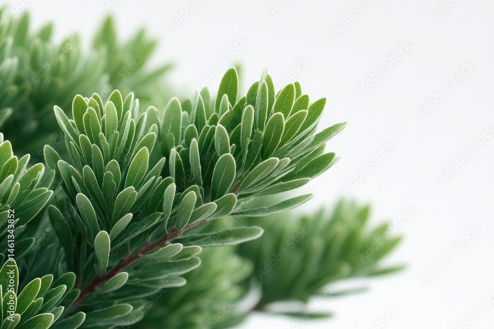 Poster green shrub with thin branches fully isolated against pristine white background allows ample copy sp