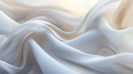 Fototapeta premium Soft, flowing fabric drapes in pale cream and light gray tones.