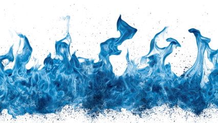 Png of Vibrant blue flames swirl upward, creating a dynamic and striking visual display of fire's fluid movement.