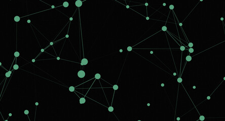 Abstract Network Connection with Green Nodes on a Dark Background