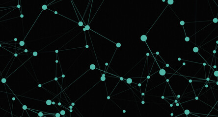 Connected Dots and Lines Forming a Network on a Black Background