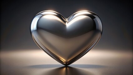 A metallic heart shape polished to perfection with a subtle sheen, reflecting light and radiating an aura of luxury and sophistication , premium material, modern design