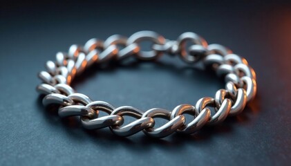 Obraz premium Silver curb chain bracelet, bold design, studio shot , background, photoshoot, glamour