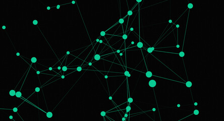 Obraz premium Abstract Teal Network on Black Background: Modern Connectivity Concept
