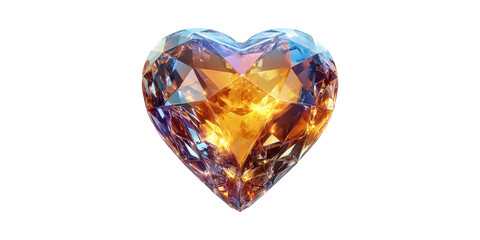 Heart-Shaped Multicolored Gemstone. Symbol Of Love, Luxury, And Elegance Isolated On Transparent Background