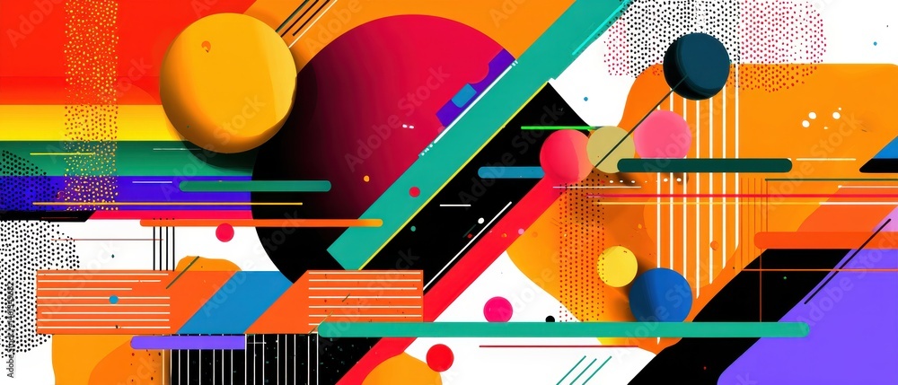 Aufkleber vibrant abstract geometric background with colorful shapes and dynamic composition, perfect for mode
