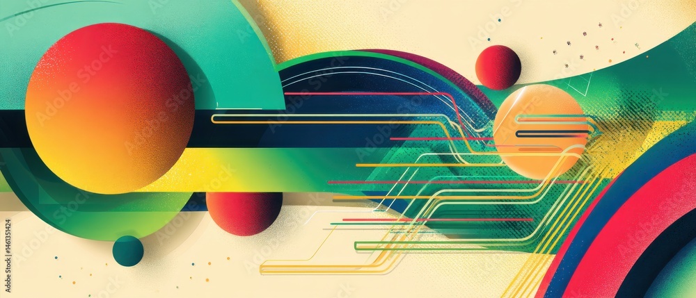 Poster vibrant abstract background with colorful geometric shapes and lines, creating a modern and dynamic 