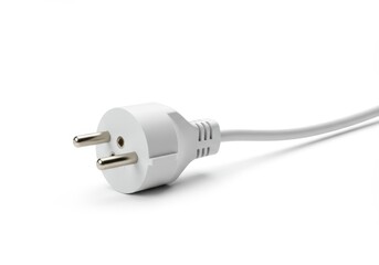 European type c power plug with cord on a white background, close up view