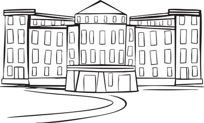 Fototapeta premium A large stately building stands prominently against a clear sky.