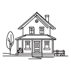 Charming House Illustration Single Line Art Vector Graphic Design