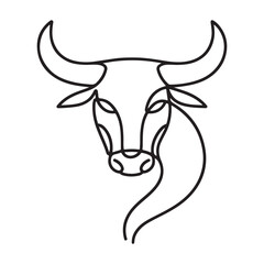 Elegant Bull Head Line Art Vector Silhouette Graphic Design Illustration