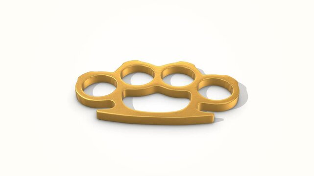 Brass Knuckles on a Light Reflective Floor. Iron Fist 3D Animation. 4K