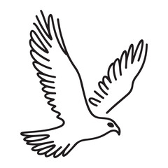 Soaring Bird Single Line Art Illustration Vector Design Silhouette