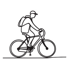 Cyclist Riding Bike Vector Silhouette for Fitness and Transportation