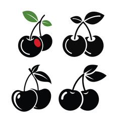 cherry fruit black icon or graphic object vector.eps