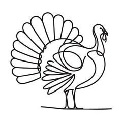 Silhouette Vector Illustration of Turkey Bird with Elegant Tail Design