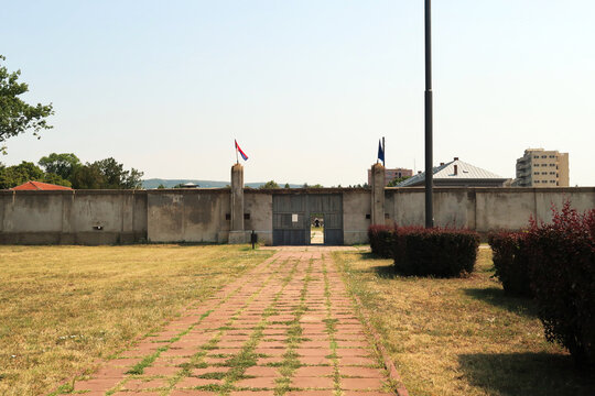 The entrance and outer walls of the Red Cross, Crveni Krst Concentration Camp in Nis, Serbia
