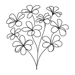 Minimalist Flower Bouquet One Line Drawing Aesthetic Wall Decor Design