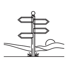 Direction Sign Illustration Indicating Different Ways and Destinations Vector