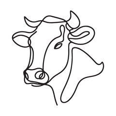 Elegant Cow Head Silhouette Vector Illustration Minimalist Farm Animal Design