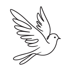 Dove in Flight Line Art Symbolizing Peace and Serenity Design