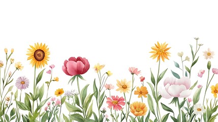 Vibrant flower collection in watercolor style nature illustration outdoor artistic concept