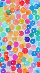 Dynamic colorful background featuring a variety of circles in different sizes and bright colors