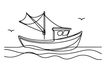 Sailboat Nautical Line Art Vector Graphic Illustration Design