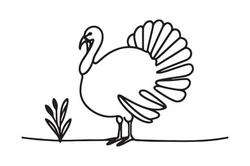 Thanksgiving Turkey Vector Art Outline for Holiday Celebration Designs
