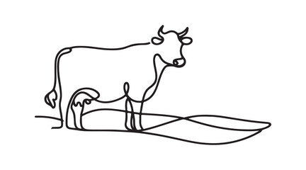 Cow Silhouette Vector Farm Animal Illustration Line Art Design