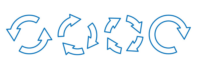 Repeat arrow button. Circular arrow icon, refresh, reload, rotation. Circle arrow vector set. 