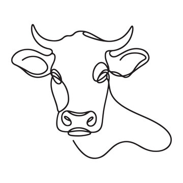 recommend clip art: Cow Head One Line Art Vector Silhouette Modern Illustration