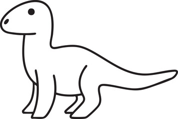 Fototapeta premium A simple outlined dinosaur stands upright.