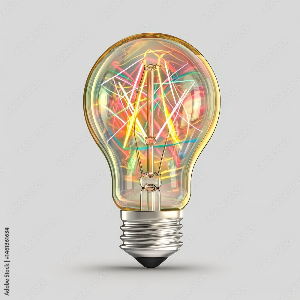 Aufkleber unique light bulb featuring a vibrant colorful pattern inside creating an eye-catching illumination