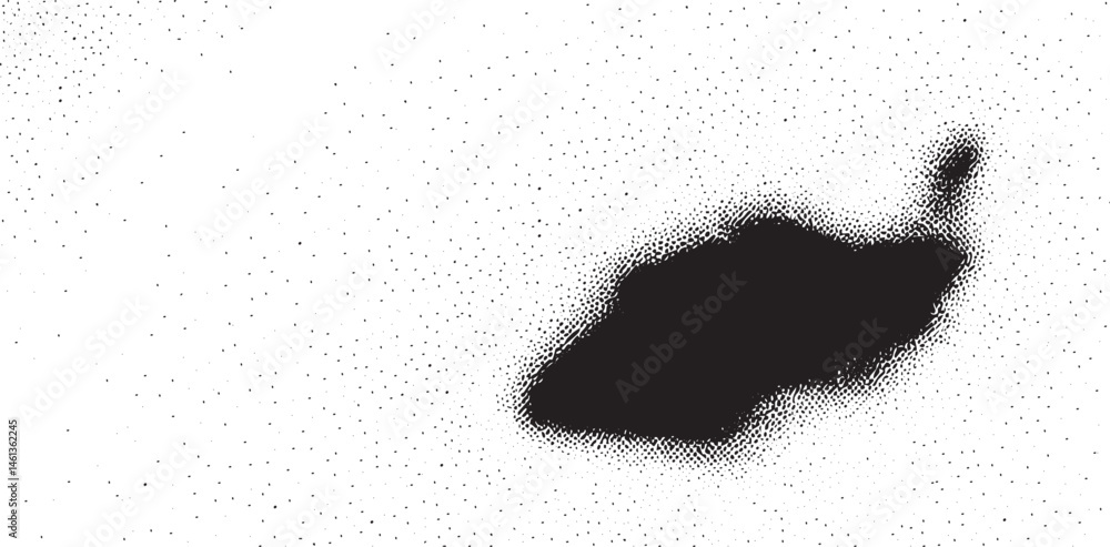 Poster a dark amorphous shape dominates a white background with subtle texture.