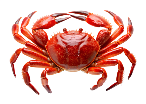 red crab isolated on white background. PNG Transparent.
