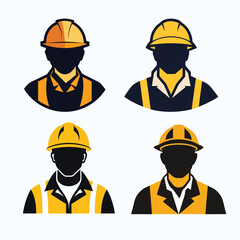silhouette construction worker with hard hat vector.eps