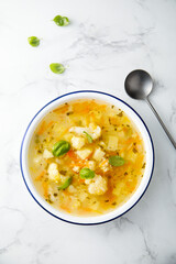 Healthy vegetable soup with cauliflower